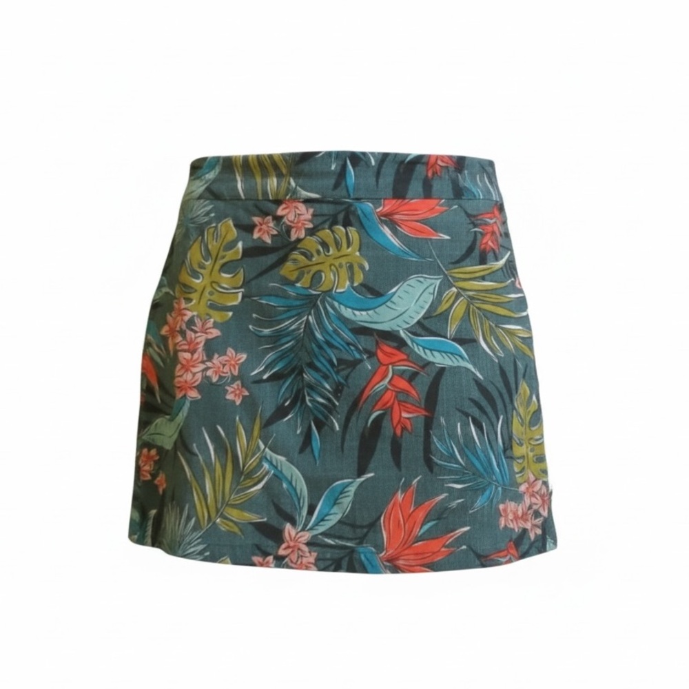 Ripskirt Hawaii Vintage Bali Jungle Mini Skirt Red Green Blue Tropical Size L